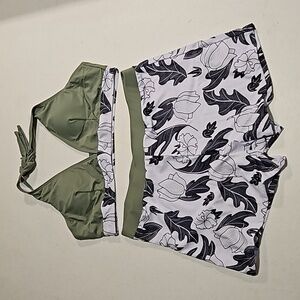 Bikini Sage green Black and White Size XL